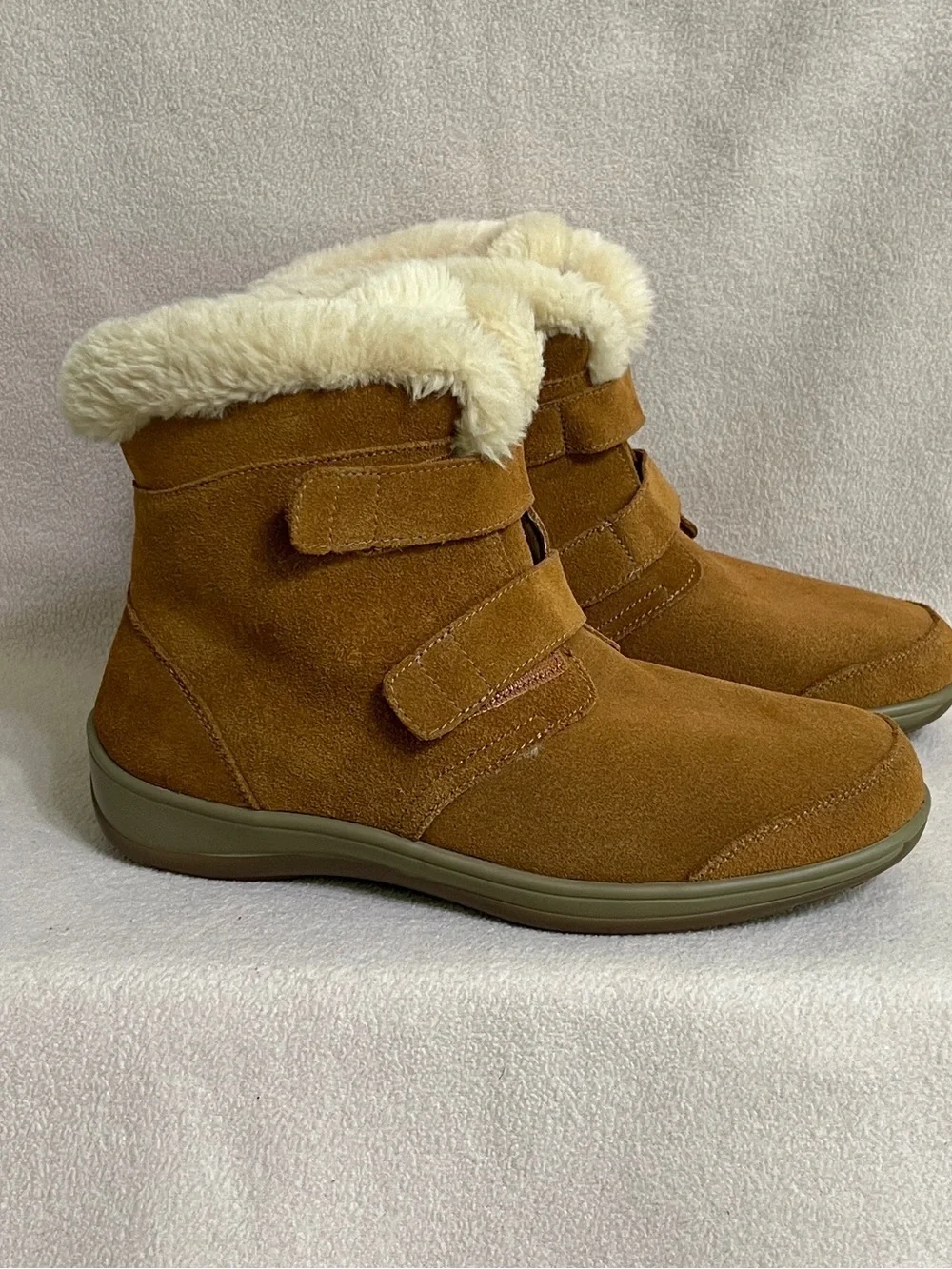 Orthofeet Florence Ankle Boots Women’s 9.5 Brown Suede Sherpa Comfort Boots